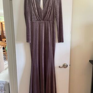 Lulu's Purple Long Sleeve Plunge Gown